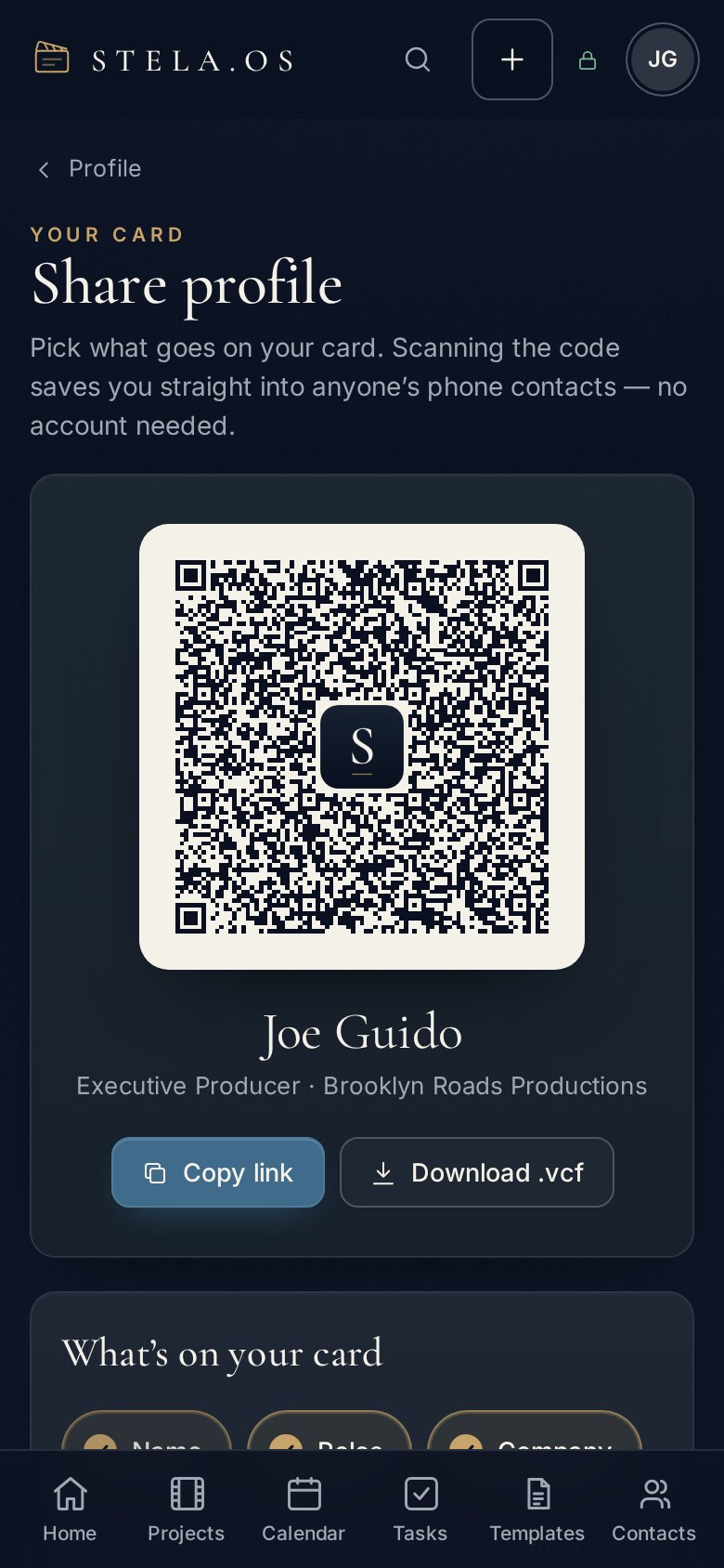 Joe Guido’s Stela Code, a QR business card in Stela